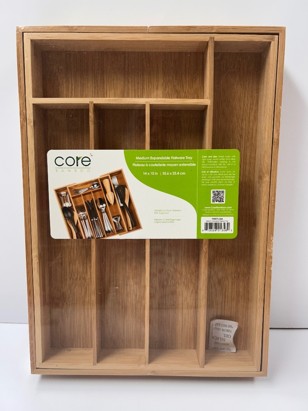 Core Expandable Bamboo Silverware Tray Medium Kitchen Utensil Drawer Storage